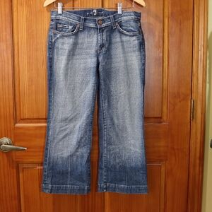 7 For All Mankind Blue Ankle Cropped Wide Leg Y2k Jeans 28